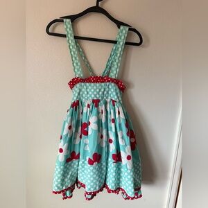 Jelly the Pug Polka Dot Sassy Dress 6 Floral Polka Dot Print Aqua Red